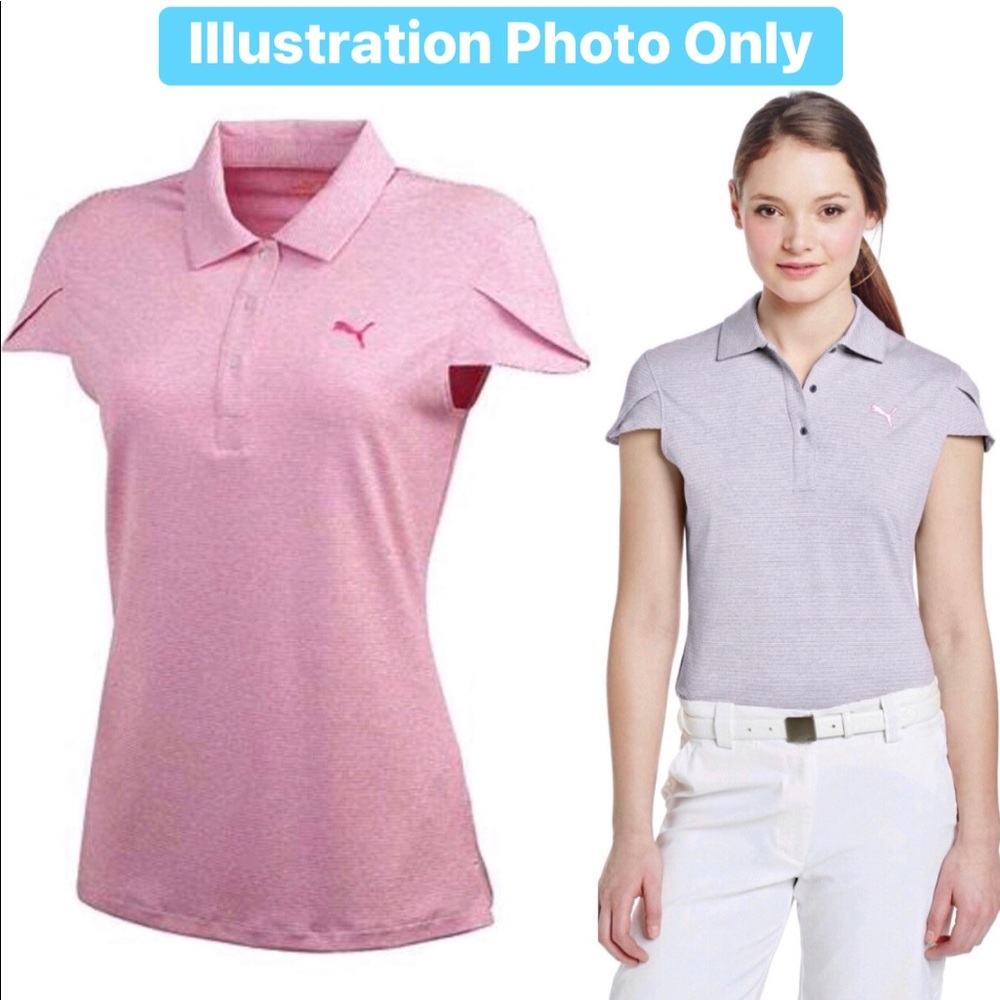 PUMA Golf Polo Dry Cell Micro Strip Active Tee Shirt Purple Large Women’s - Picture 2 of 16